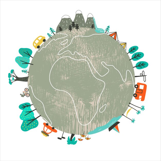 Vector active lifestyle travelling globe poster