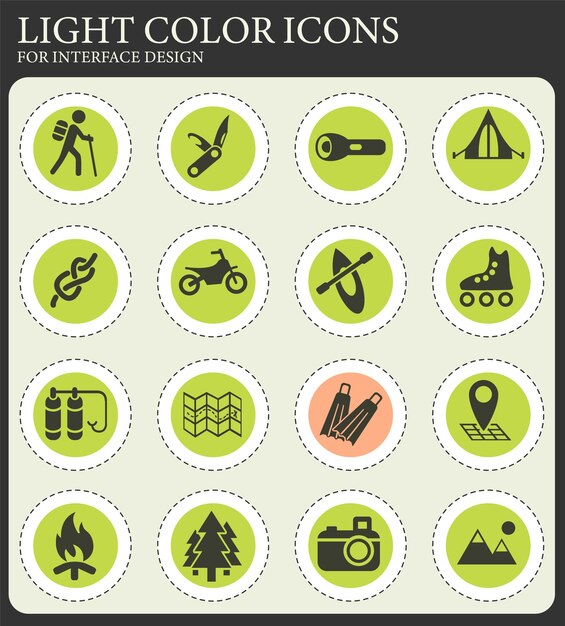 Active recreation icon set