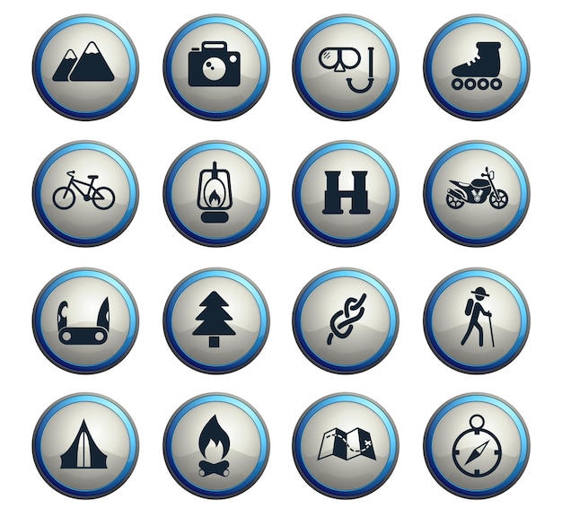 Icone vettoriali di ricreazione attiva per il web e la progettazione dell'interfaccia utente