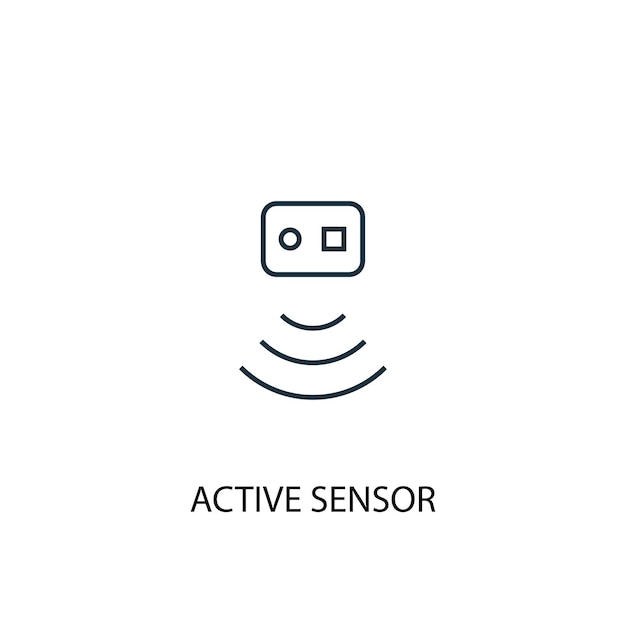 Icona della linea del concetto di sensore attivo. illustrazione semplice dell'elemento. disegno di simbolo di struttura del concetto di sensore attivo. può essere utilizzato per ui/ux mobile e web