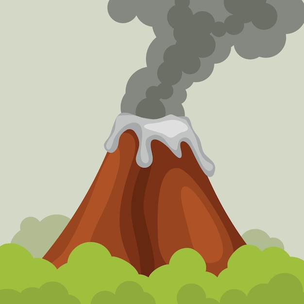 Vector active volcano isolated background