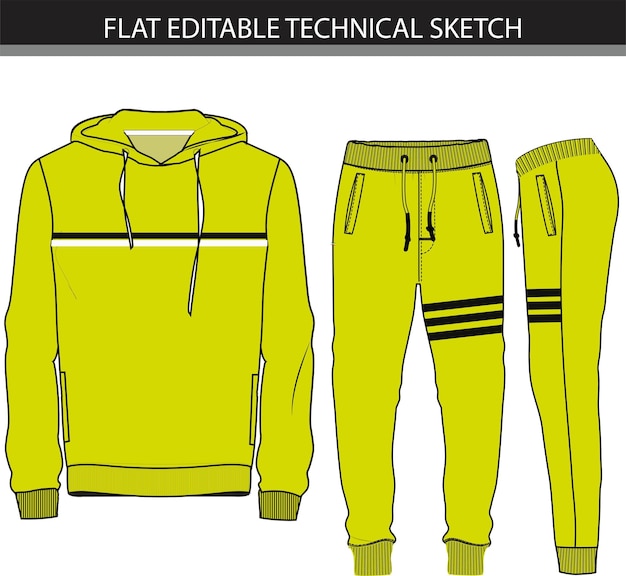 Activewear clothing set blank templates of the hoodie and sweatpants. sportswear vector illustration