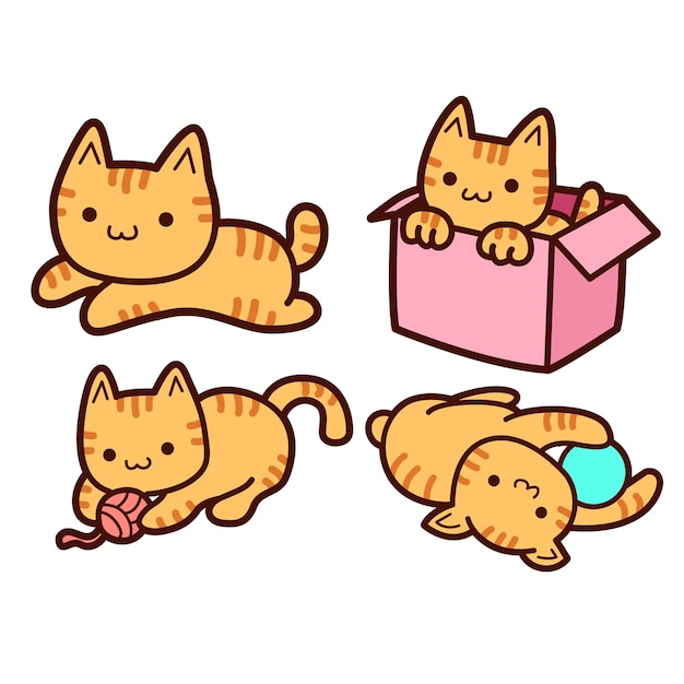 Activities of cat Cute cat costume animal Kitty vector icons