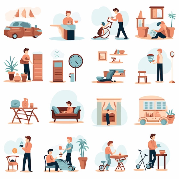 Вектор activity_daily_routine_icons_set_vector