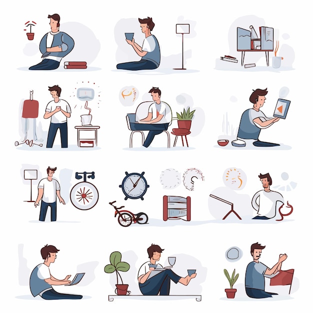 Вектор activity_daily_routine_icons_set_vector