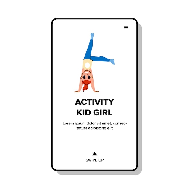 Activity kid girl vector