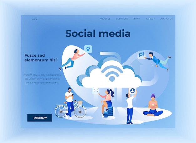 Activity in Social Media Landing Page with People