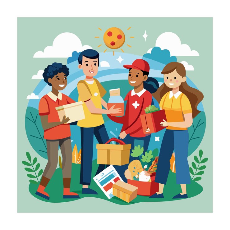 Vector acts of care with medical care service vector illustration