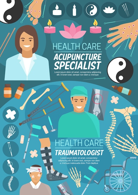 Acupuncture and orthopedics doctors vector