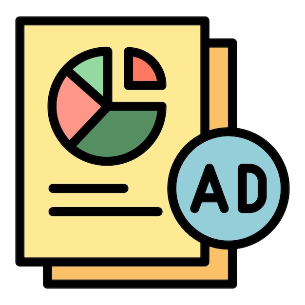 Ad and diagram in newspaper icon outline ad and diagram in newspaper vector icon color flat isolated