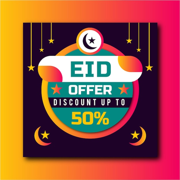 Vector an ad for eid offer discount up to 50 %.