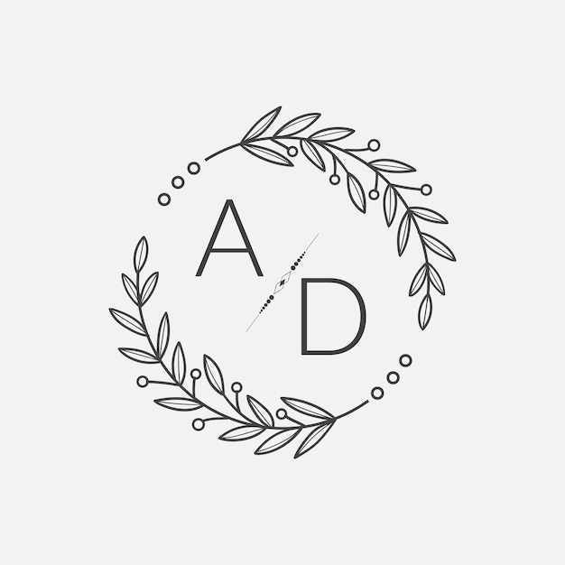 AD initiële monogram bruiloft met creatieve cirkellijn