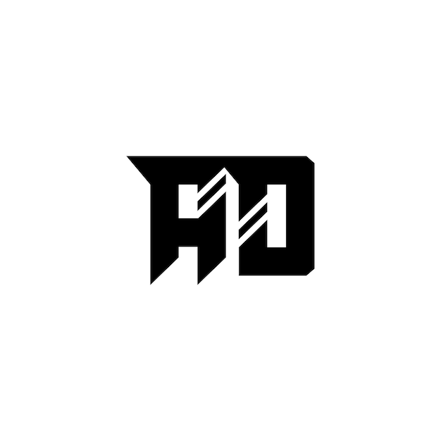 AD 모노그램 로고 디자인 문자 텍스트 이름 기호 흑백 로고 타입 알파벳 문자 간단한 로고