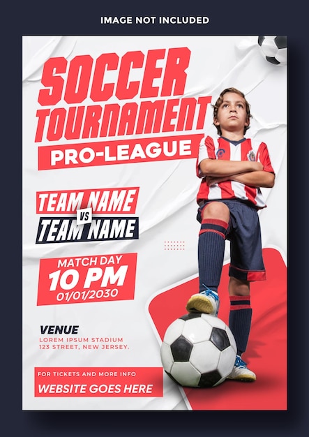 an ad for a soccer team shows a young boy with a soccer ball on his head