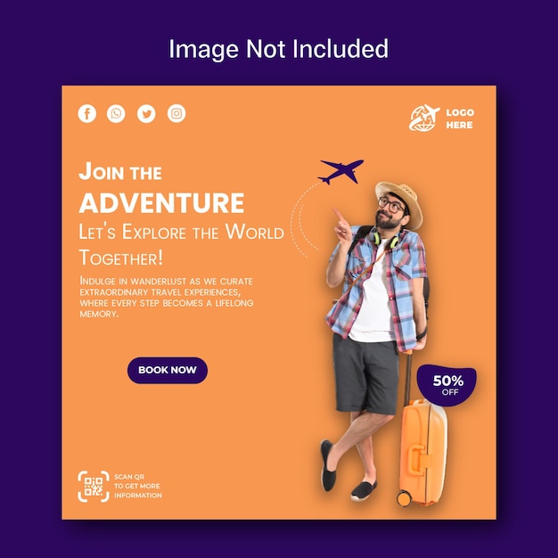 Vector an ad for a travel agency that says'join the adventure'on it