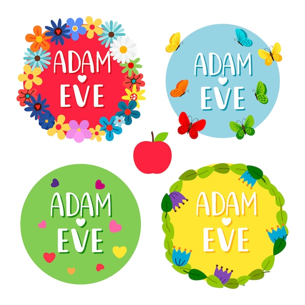 Adam en eva banners met bloemen