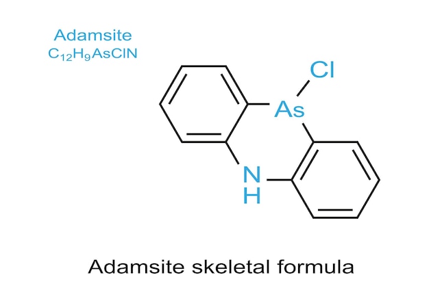 Vettore struttura dell'agente antisommossa adamsite o dm e formula scheletrica