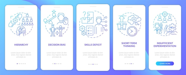 Adaptability enemies in HR blue gradient onboarding mobile app screen