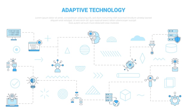 Adaptive technology concept with icon set template banner with modern blue color style