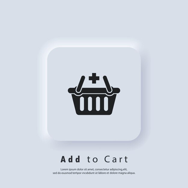 add to cart button icon. shopping basket icon. vector. ui icon. neumorphic ui ux white user interface web button. neumorphism