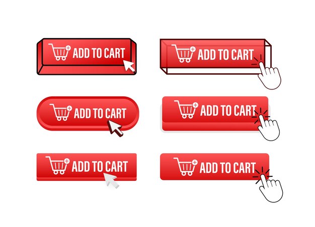 add to cart button with pointer clicking add to cart web buttons set user interface element in fla