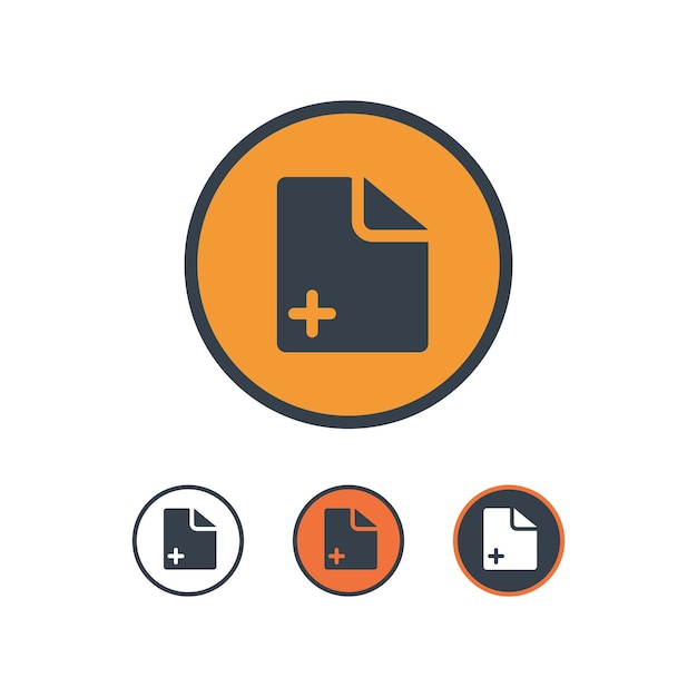 Vector add document icon on orange circle