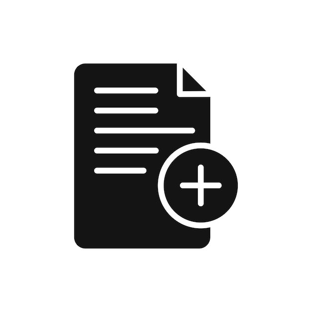 Add document icon set add new file or page vector symbol in black filled and outlined style
