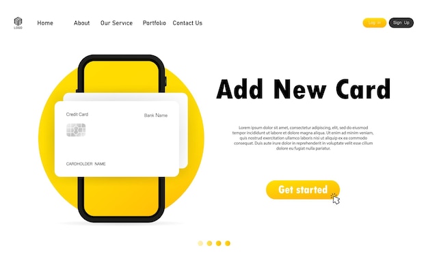 Vector add new card and smartphone with credit card