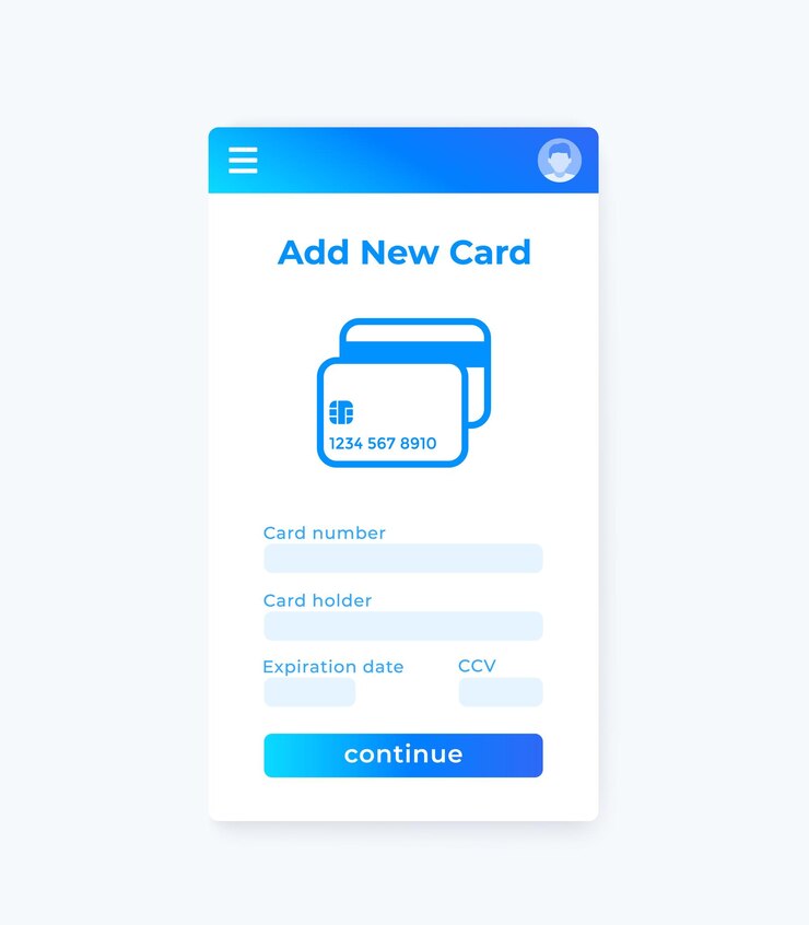 Vector add new card vector mobile ui