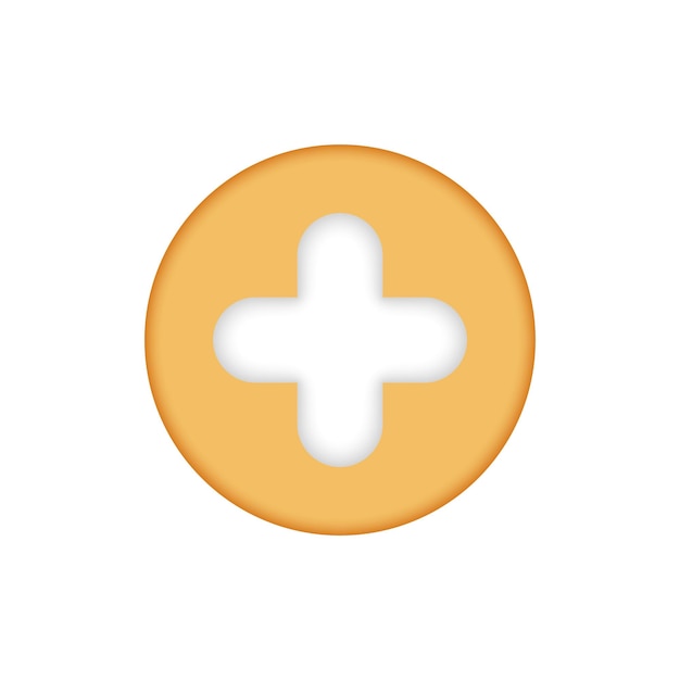 Add plus medical cross round button 3d vector icon Cartoon minimal style