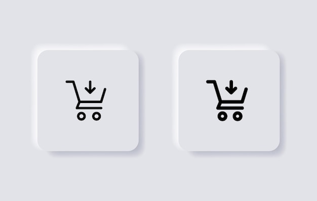 Add to shopping cart arrow icon shop basket in neumorphism buttons or neumorphic ui ux app icons