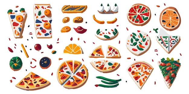 Вектор Добавьте красок в свой дизайн с помощью этой плоской векторной графики для пиццы