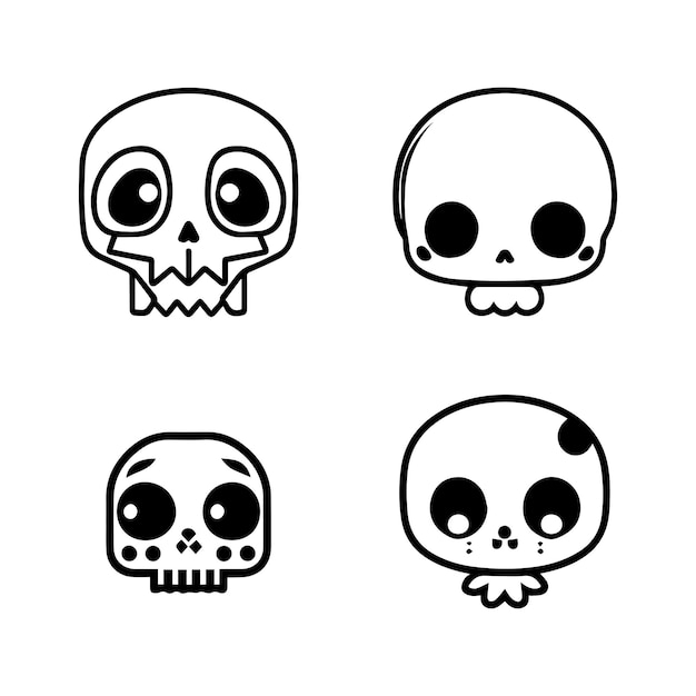 Add a touch of cute creepiness to your project with our cute kawaii skull head logo collection