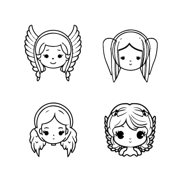 Add a touch of heavenly cuteness to your project with our cute kawaii angel head logo collection