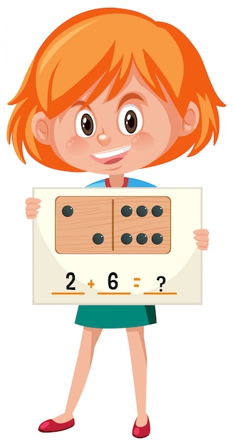 Vector adding numbers with girl student