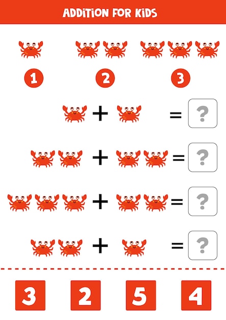 Gioco di addizione con diversi animali marini gioco di matematica educativo per bambini in età prescolare