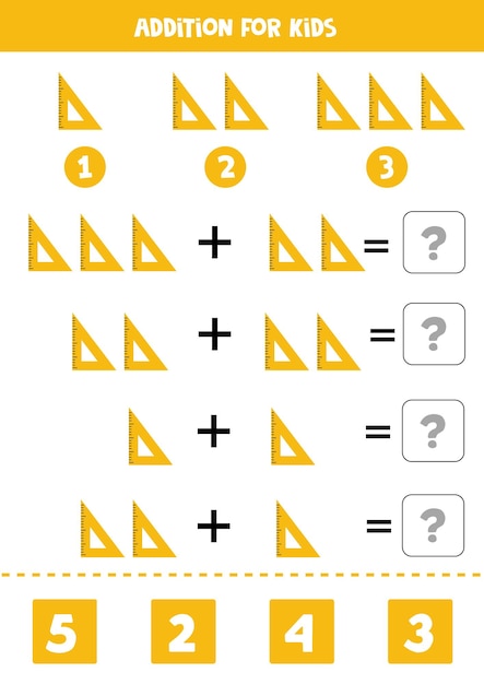 Aggiunta per bambini con simpatico righello triangolo giallo