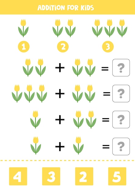 Aggiunta per bambini con simpatico tulipano giallo