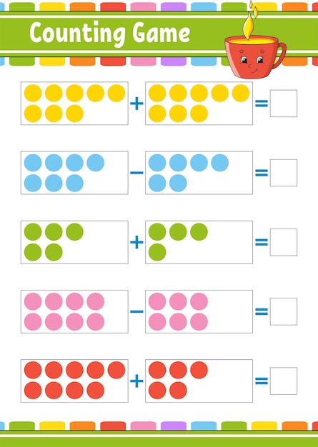 Foglio di lavoro educativo di addizione e sottrazione