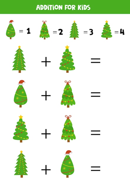 Addition with different Christmas trees