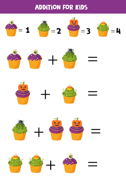 面白いハロウィーンのカップケーキとの追加。数学ゲーム。