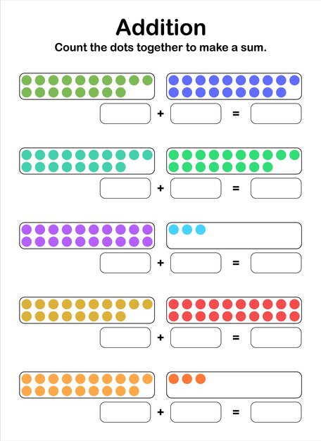 Vector additions up to 40. count the dots together to make a sum.