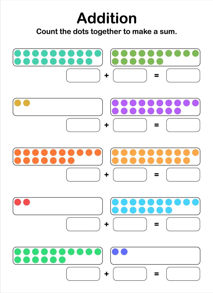Additions up to 40. Count the dots together to make a sum.
