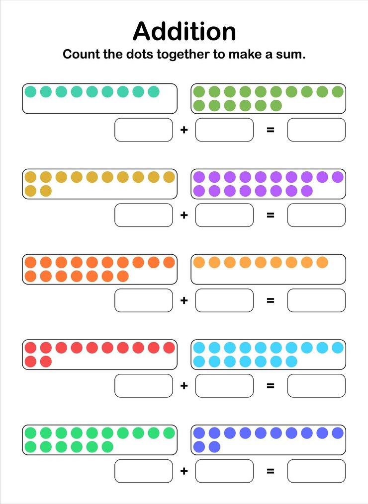 Additions up to 40. Count the dots together to make a sum.