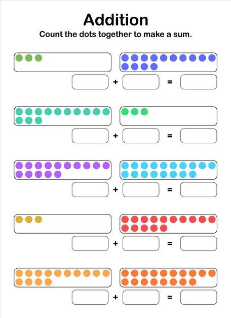 Vector additions up to 40. count the dots together to make a sum.