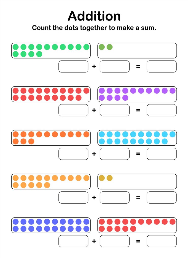 Additions up to 40. Count the dots together to make a sum.