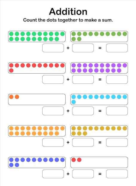 Vector additions up to 40. count the dots together to make a sum.