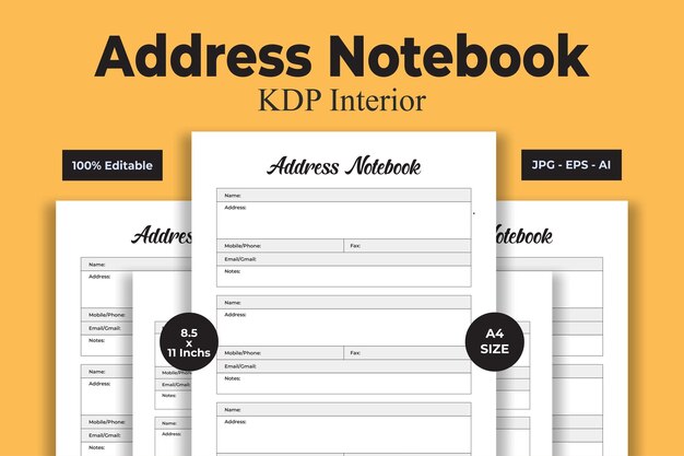 Vector address notebook kdp interior - kdp interior  design - low or no content book