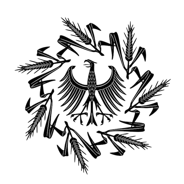 adelaar logo illustratie met bloemen frame model 66 handgemaakt silhouet
