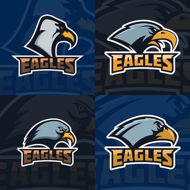 Adelaars. set embleem sjabloon met eagle hoofd. sport team mascotte. illustratie